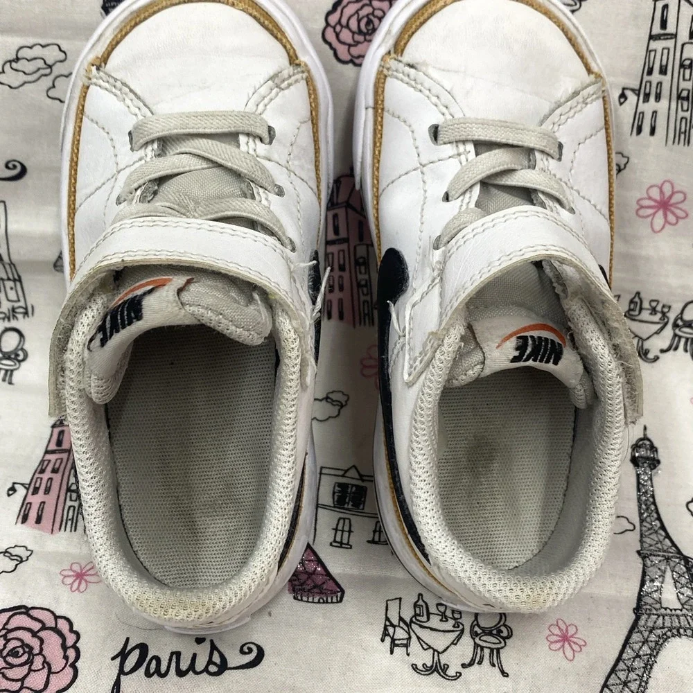 Nike Court Legacy Toddler Shoes Size 8C White, Black And Desert Ochre Colorway